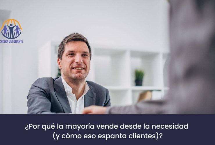 Profesional vendiendo con seguridad y confianza durante una reunión comercial aplicando neuroventas auténticas de CHISPA DETONANTE.