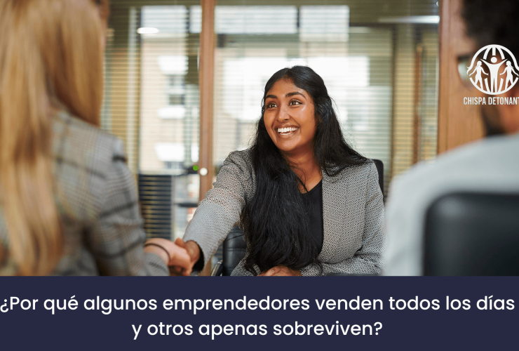 Emprendedor aplicando técnicas de neuroventas durante una reunión comercial con un cliente.